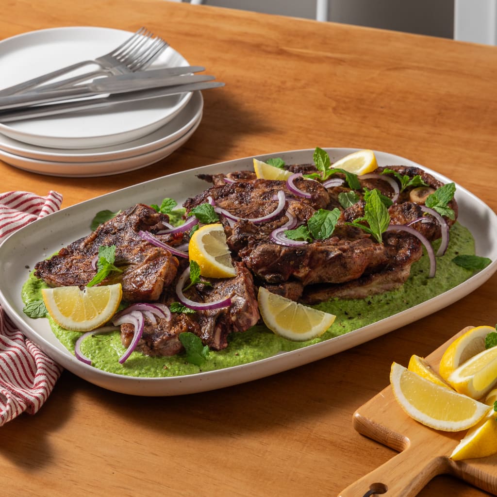 Lamb Shoulder Chops with Pea and Mint Puree | Food In A Minute | New Zealand | Recipes - Kraft Heinz