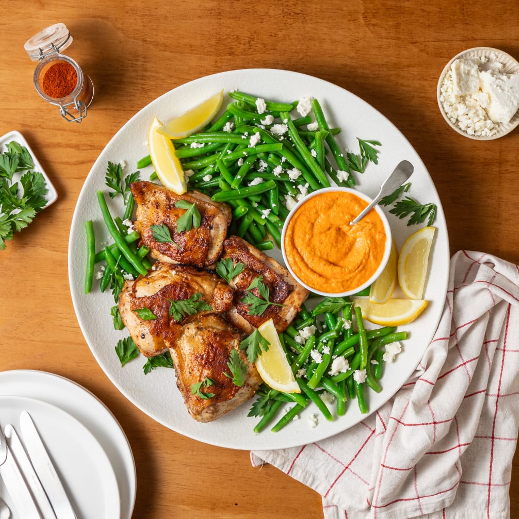 BBQ Chicken Thighs with Romesco Sauce and Greens | Food In A Minute | New Zealand | Recipes - Kraft 