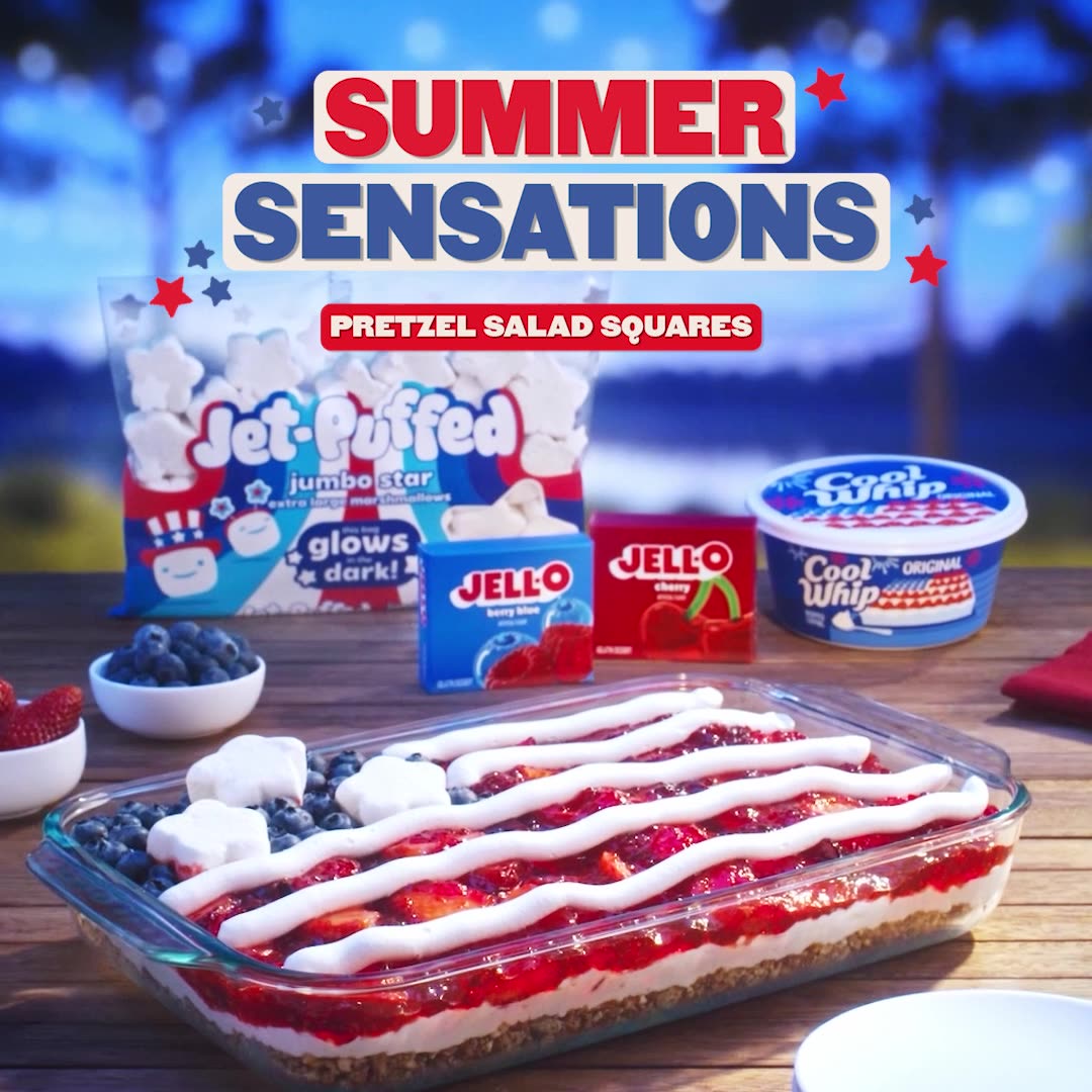 フード・おやつ FLAG Pretzel Salad Flag Squares | Jell-O | United States | Recipes
