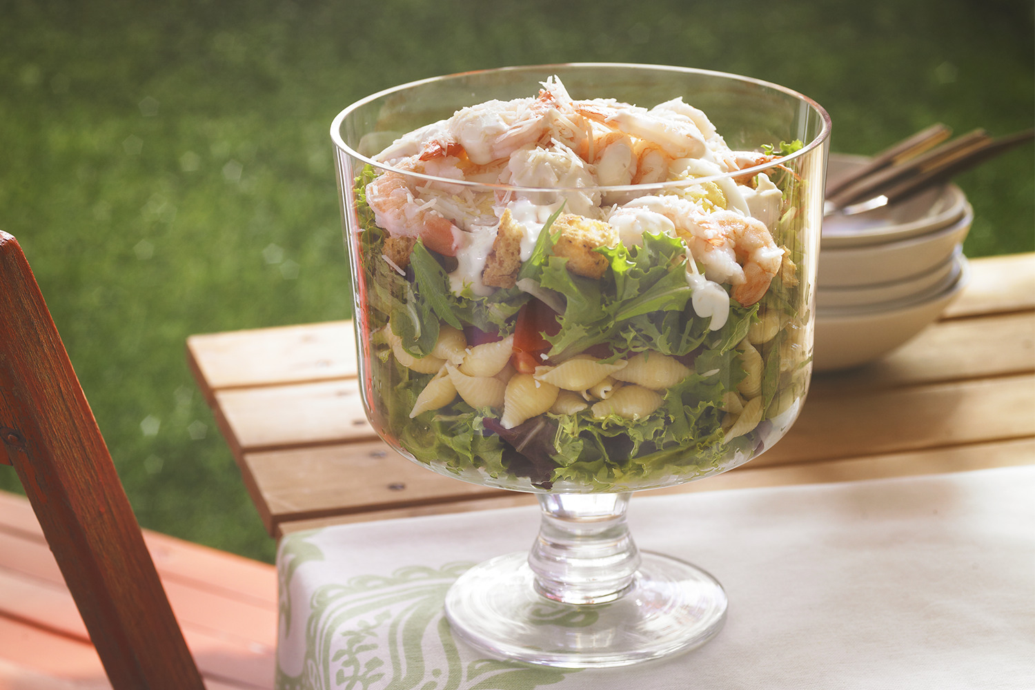 Layered Caesar, Shrimp & Pasta Salad | Kraft Salad Dressing | United States | Recipes - Kraft Heinz