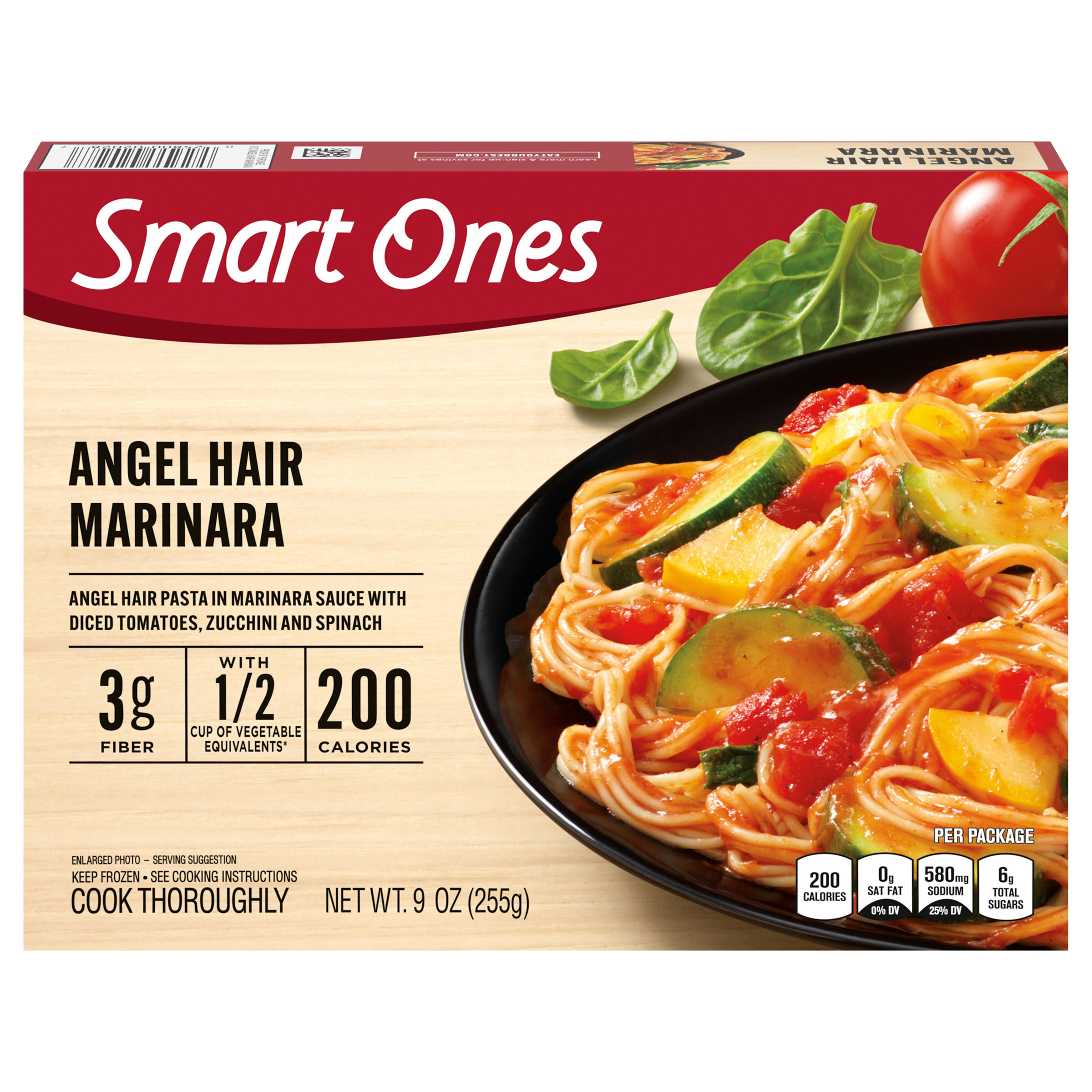 Angel Hair Pasta Marinara with Spinach & Zucchini Frozen Meal