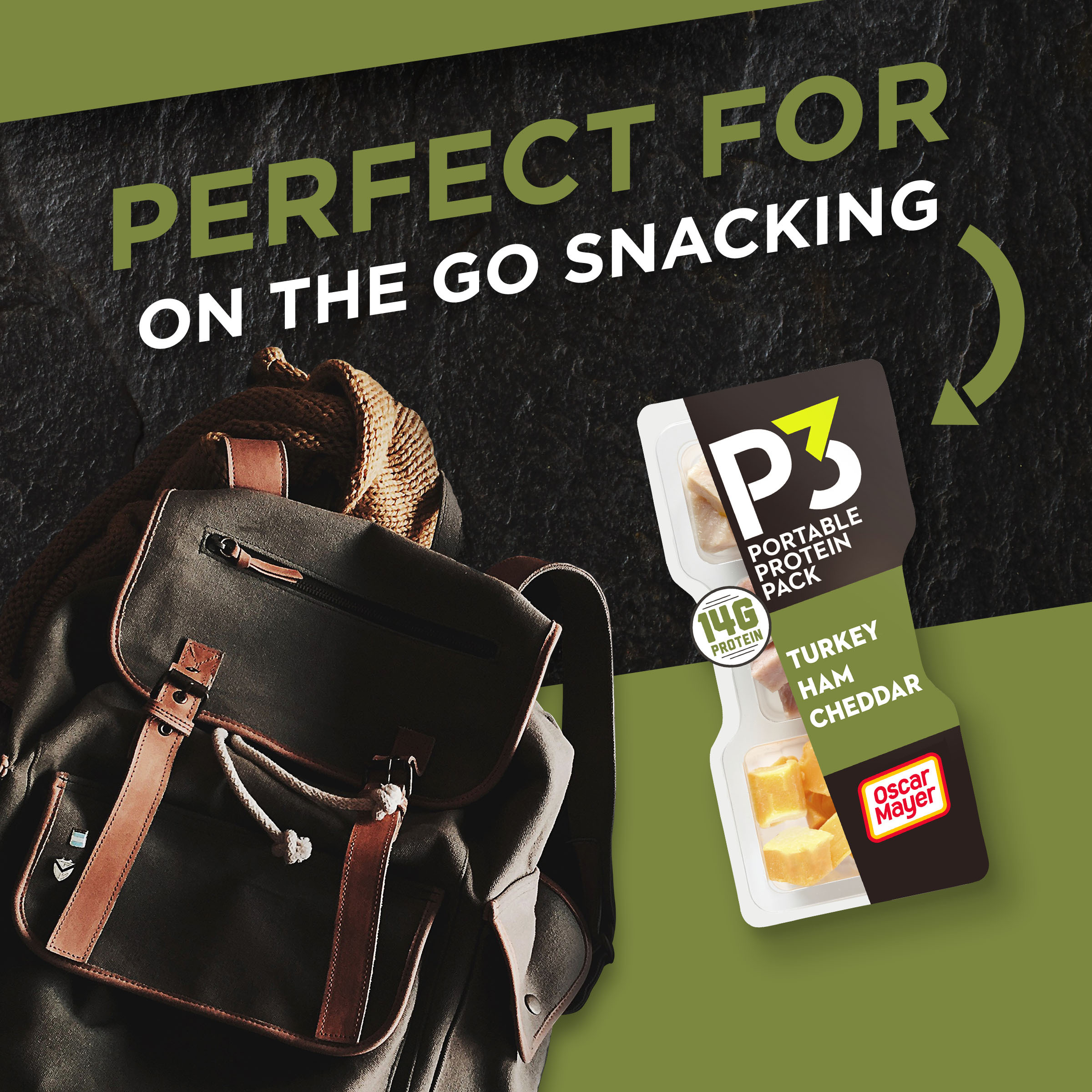 Portable Protein Snack Pack with Turkey, Ham & Cheddar
