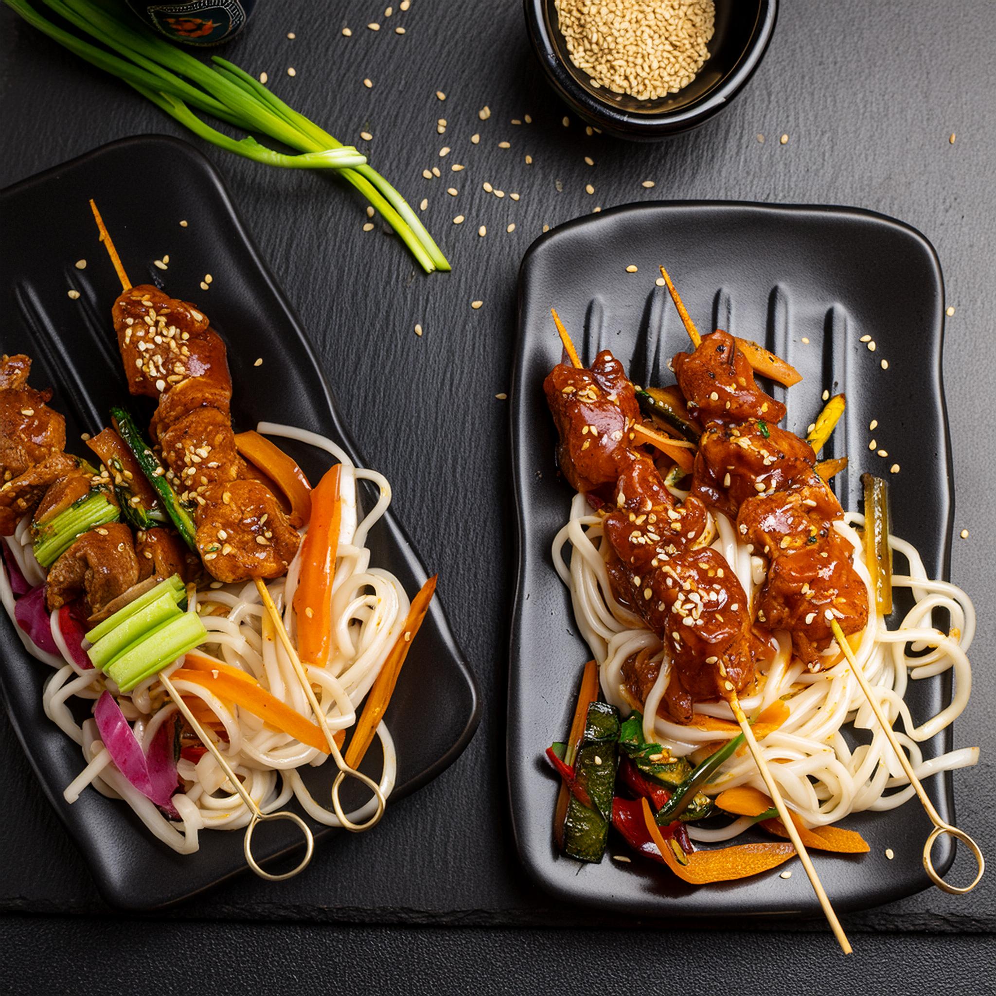 Korean BBQ skewers with spiced noodles | F. Whitlock & Sons | New Zealand | Recipes - Kraft Heinz