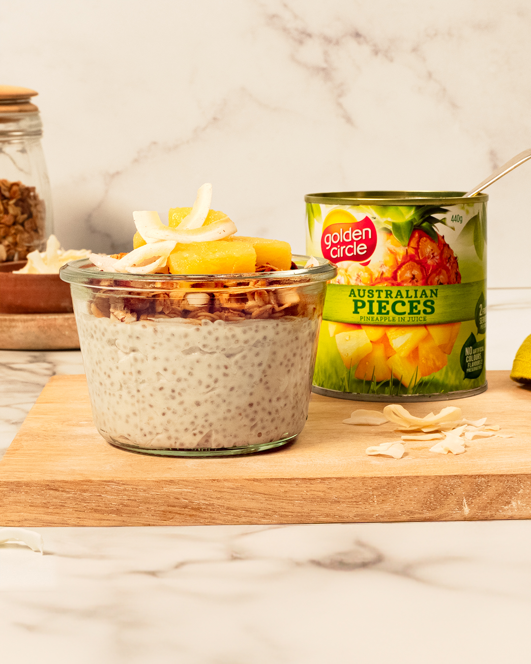 Chia Pineapple Pudding With Granola Topping Golden Circle Recipes