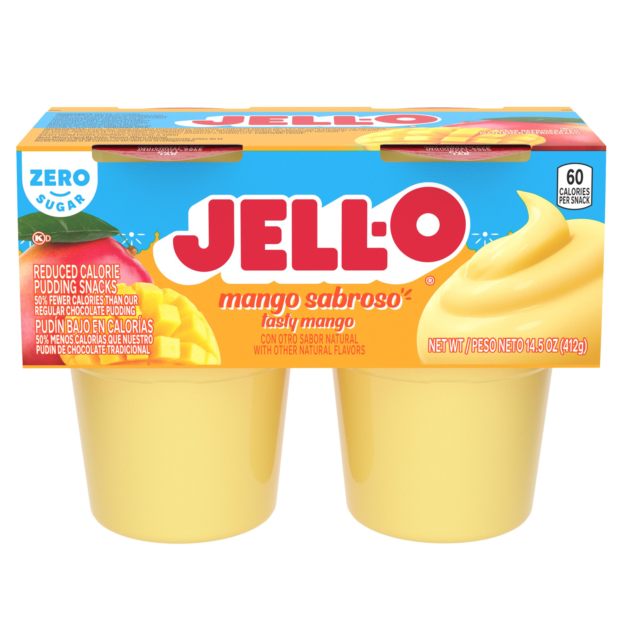 Zero Sugar Mango Sabroso Ready-to-Eat Pudding Snack Cups | Jell-O