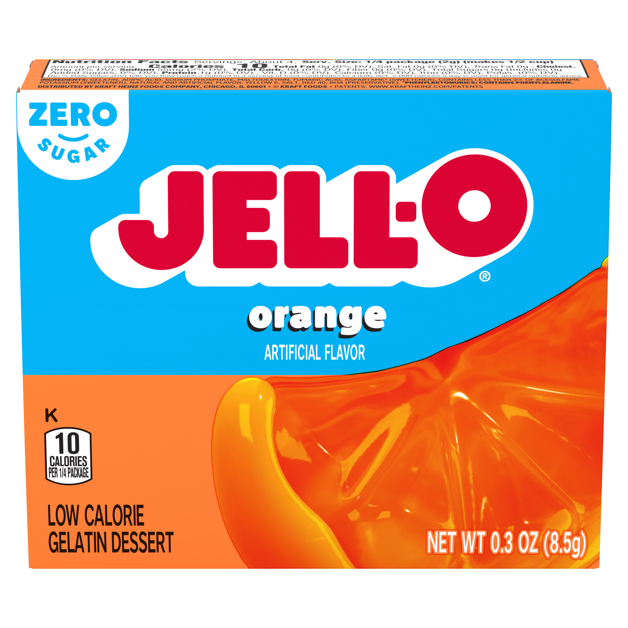 Zero Sugar Orange Flavor Gelatin | Jell-O | United States
