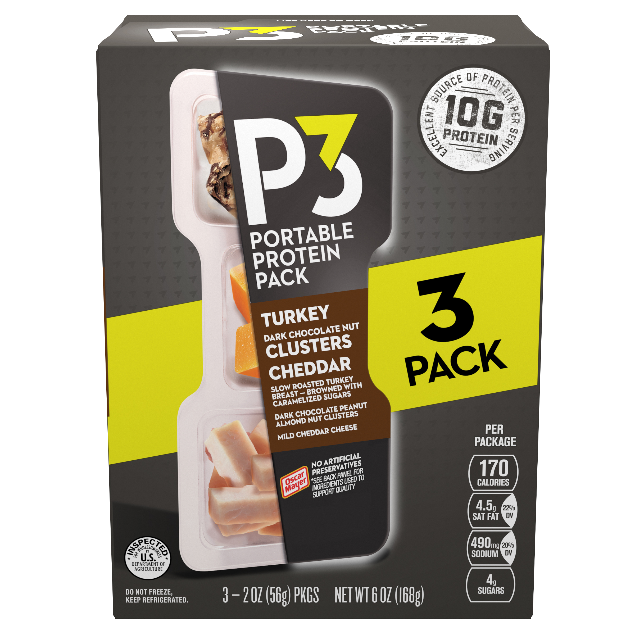 Portable Protein Snack Pack with Turkey, Almonds & Colby Jack 