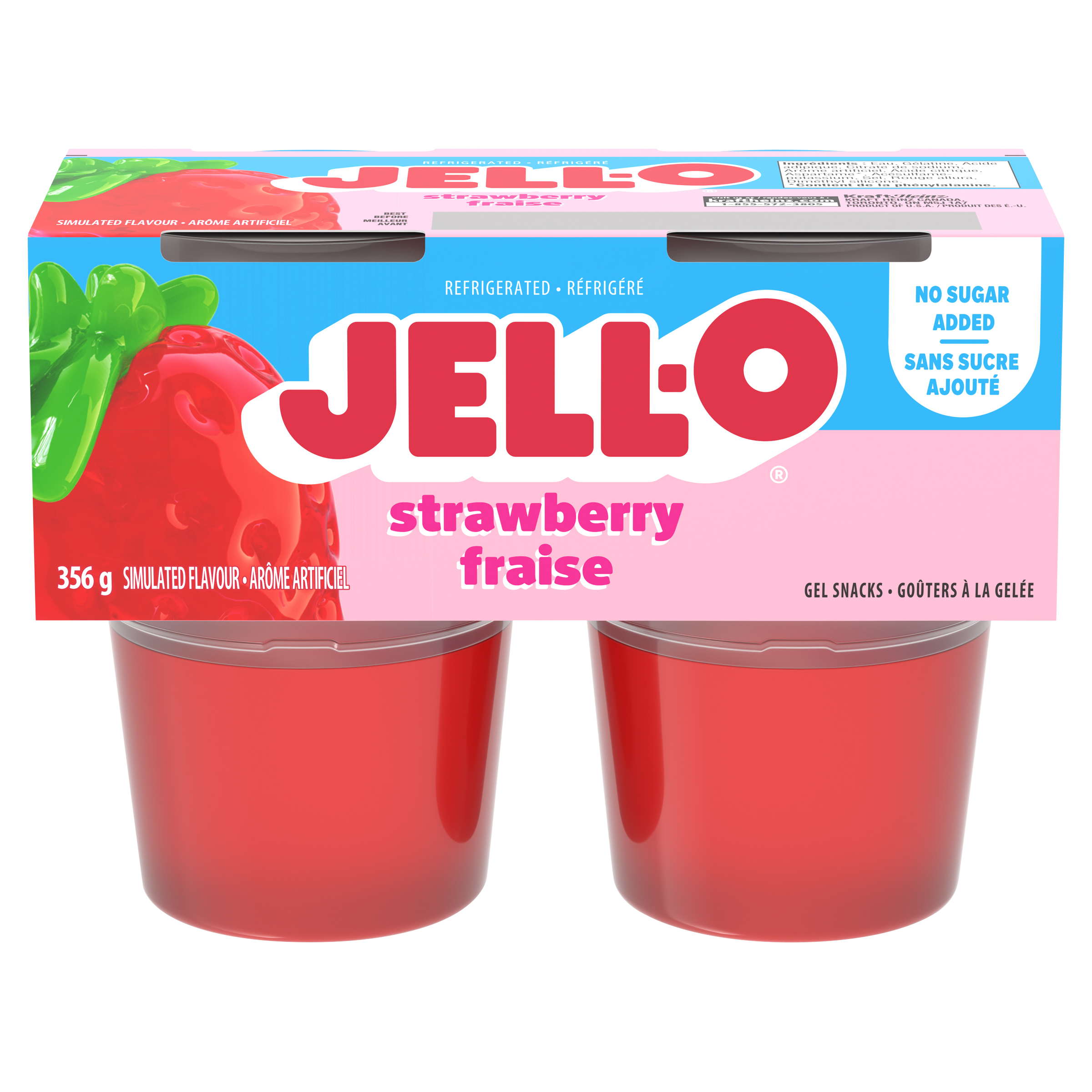 Strawberry No Sugar Added Refrigerated Ready-To-Eat Gel Snack Cups