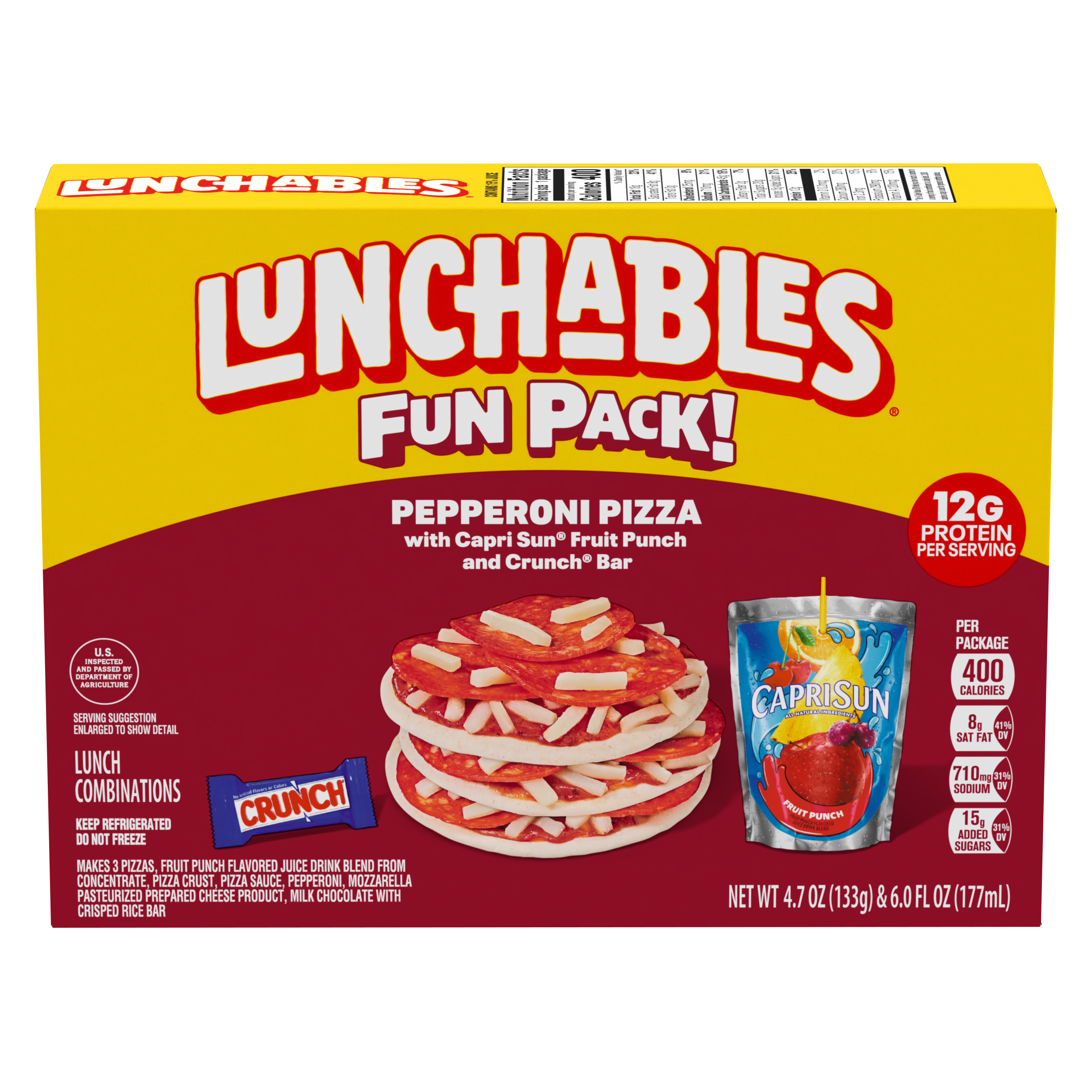 Pepperoni Pizza with Capri Sun Fruit Punch and Crunch Bar Fun Pack