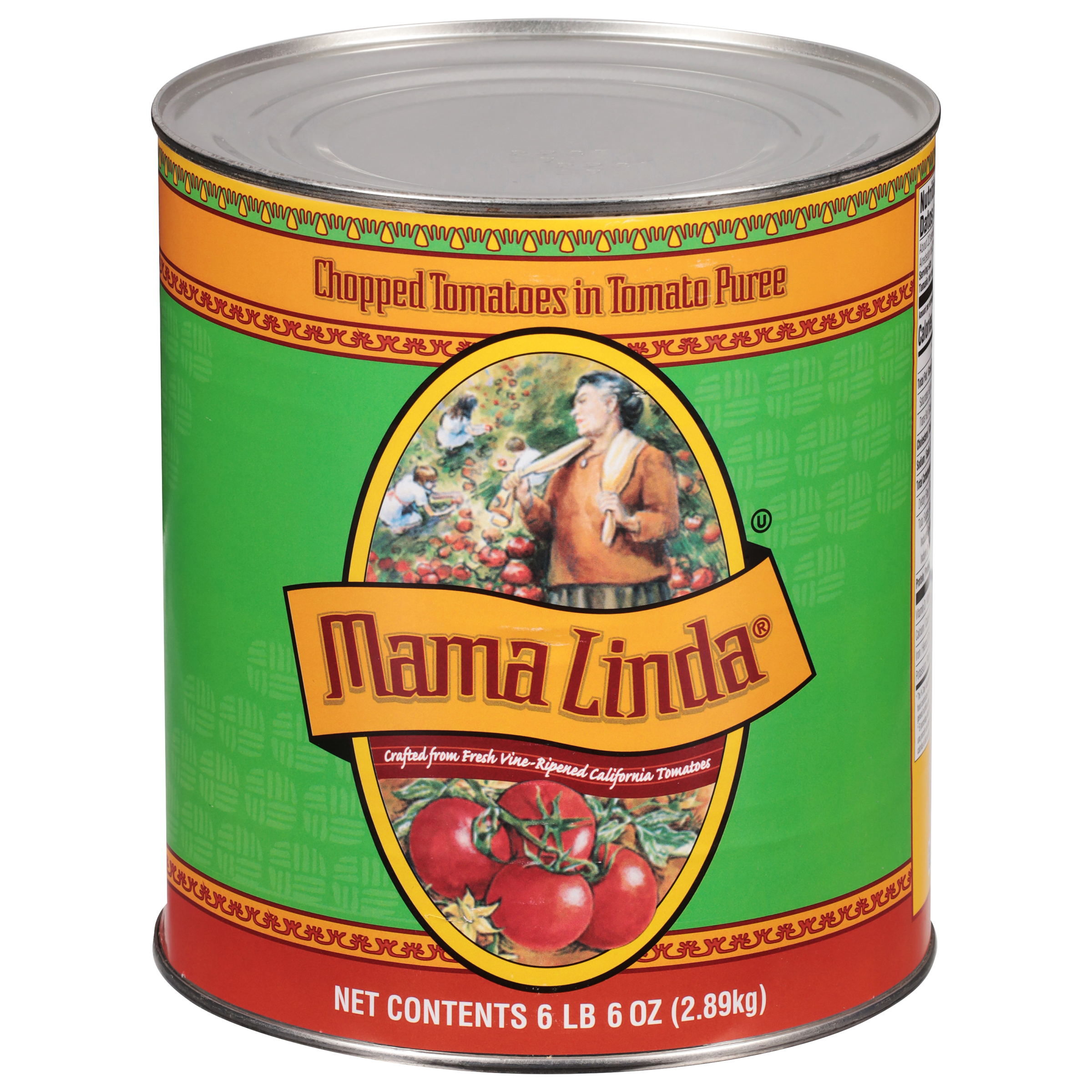 Mama Linda Chopped Tomatoes in Puree, 6/102 oz Case (Can), 6.375