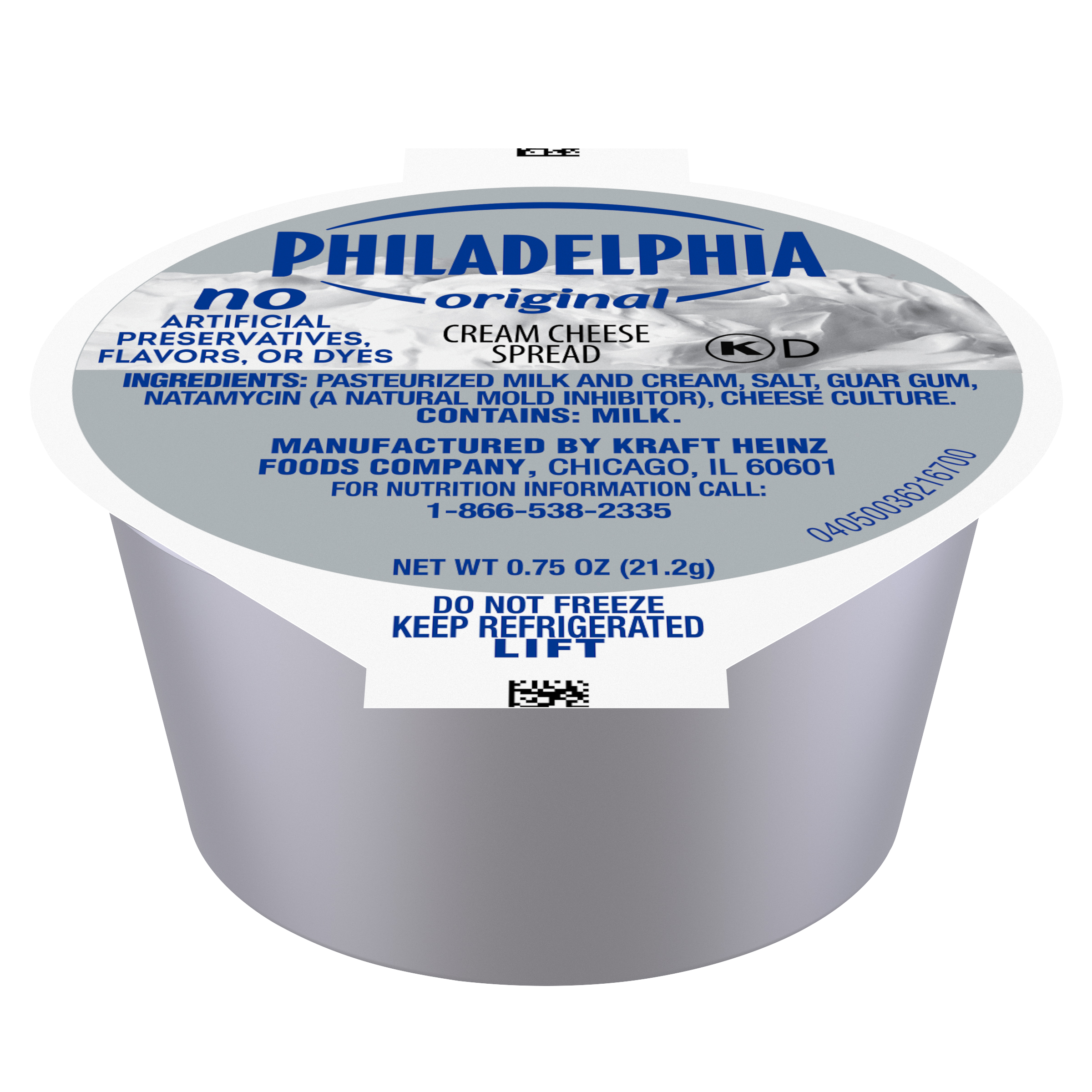 Philadelphia Original Cream Cheese, 100/0.75 oz Case (Cup), 4.69