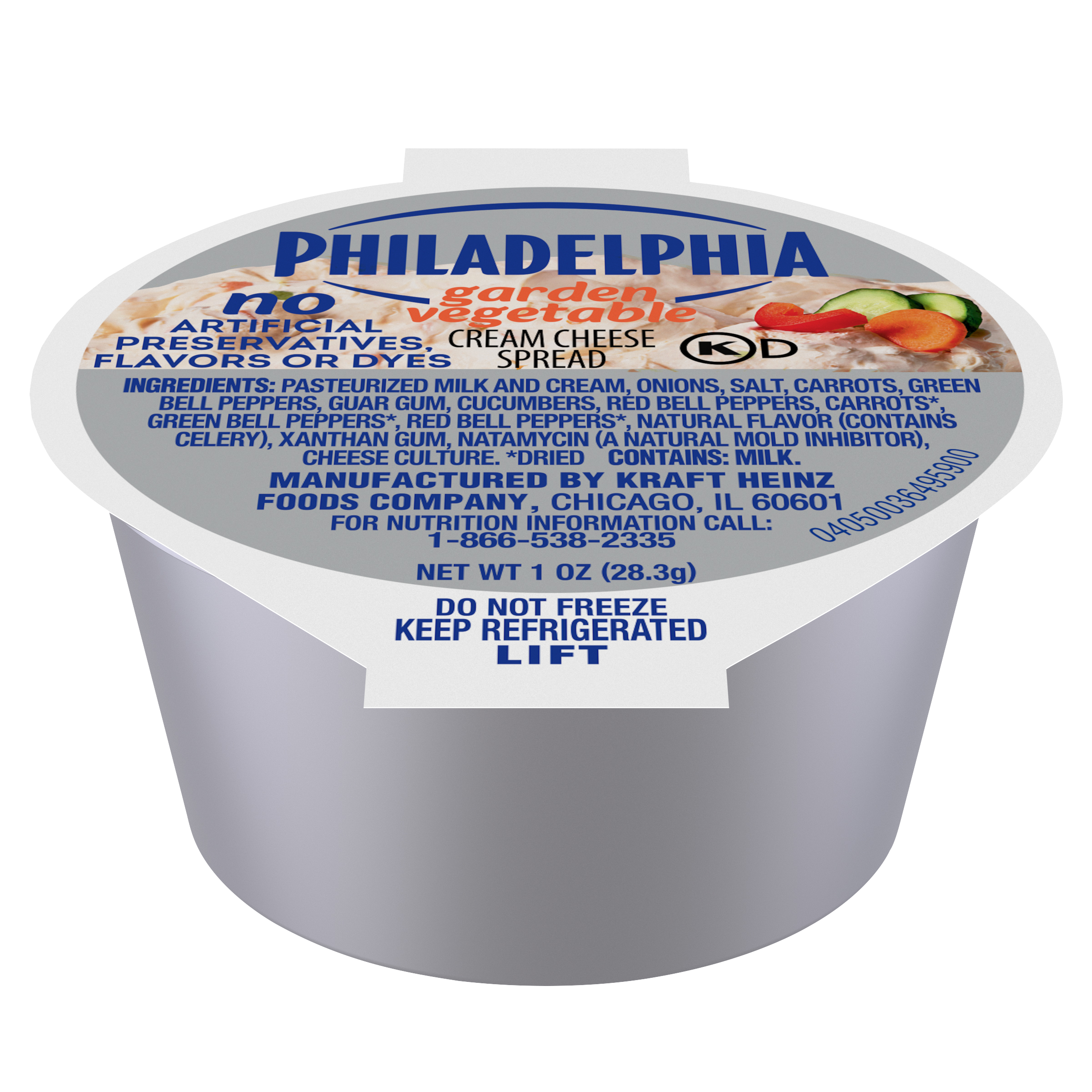 Philadelphia Garden Vegetable Cream Cheese, 100/1 oz Case (Cup