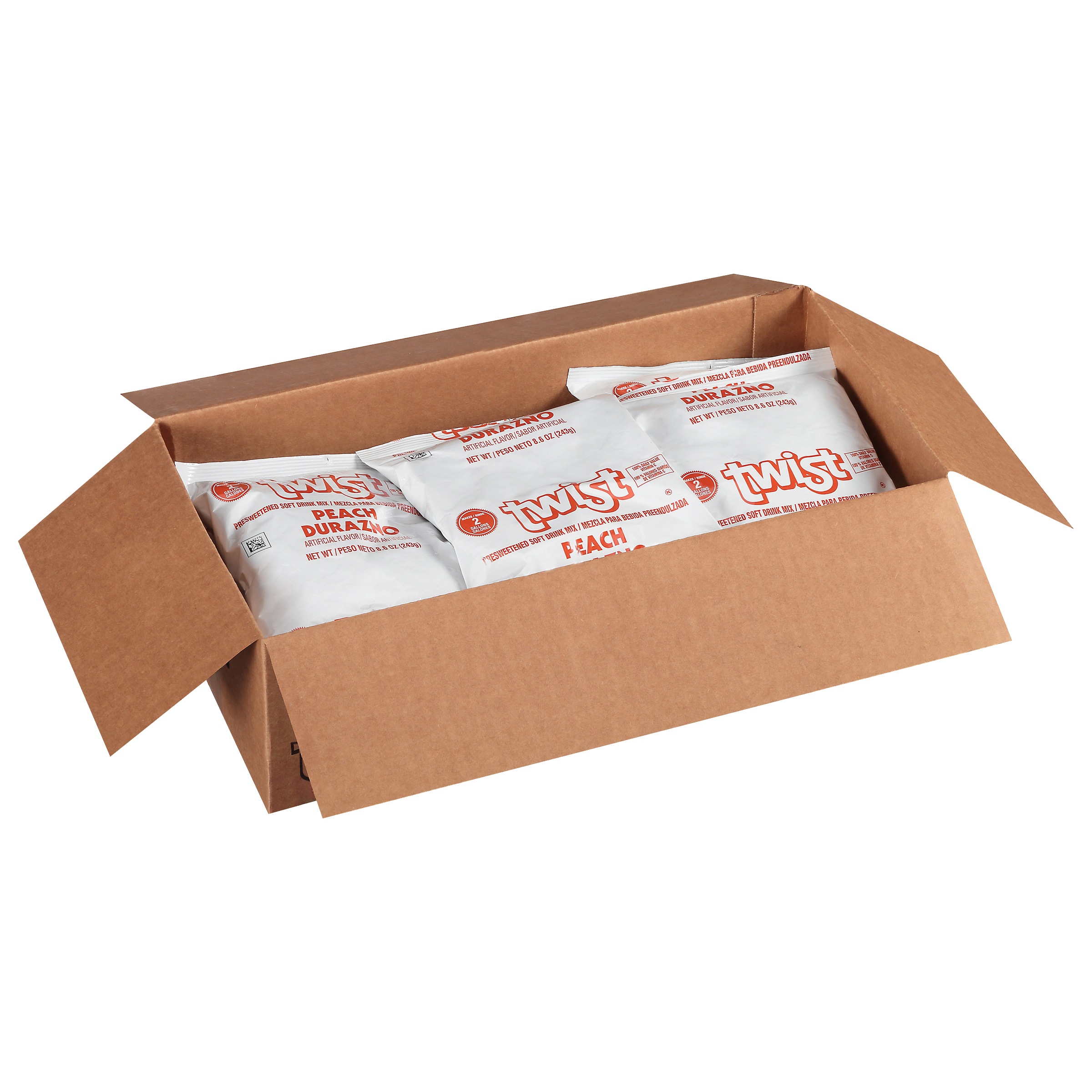 Twist Peach Powdered Drink Mix, 12/8.6 oz Case (Pouch), 8.6 OZ