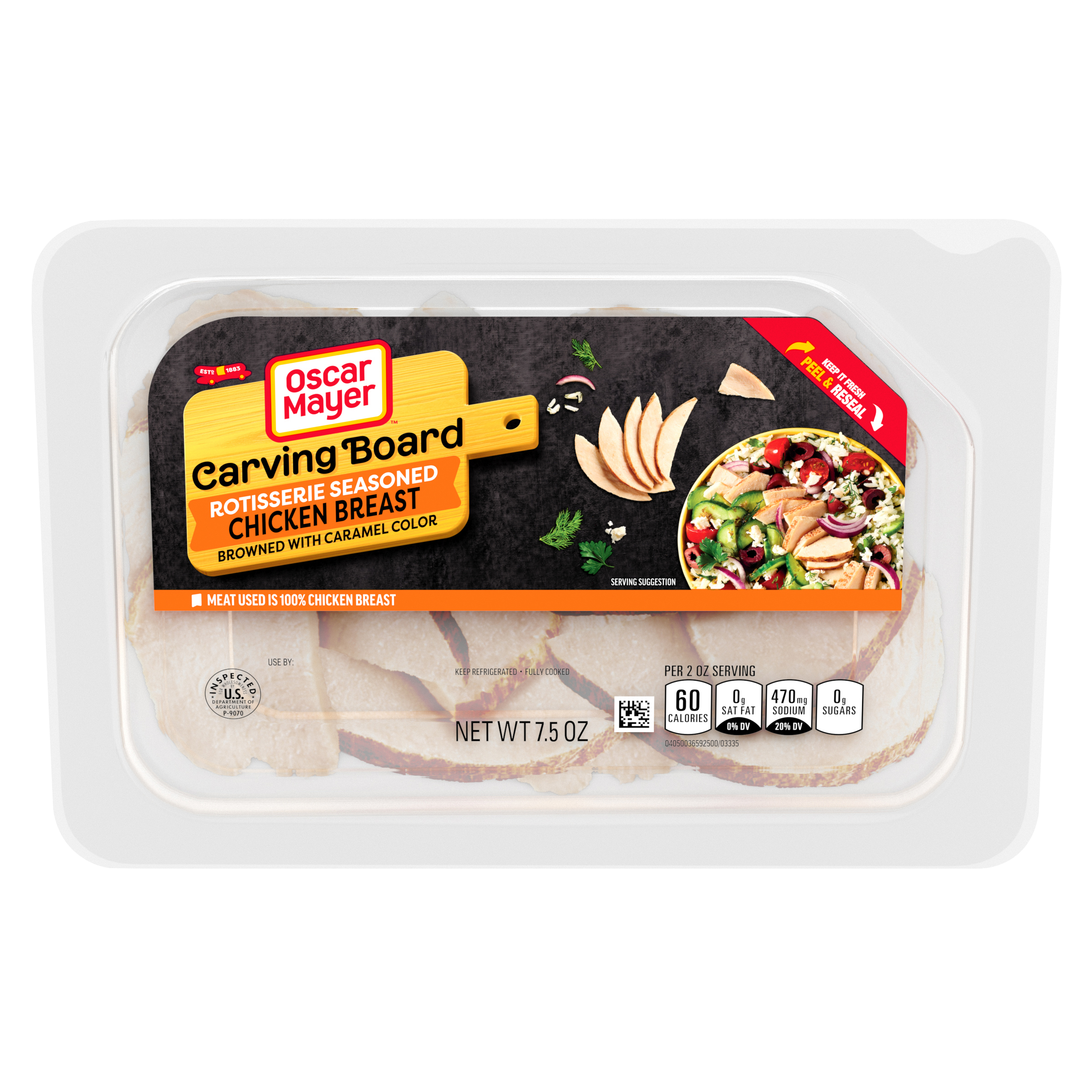 Carving Board Rotisserie Seasoned Chicken Breast Sliced Deli Meat