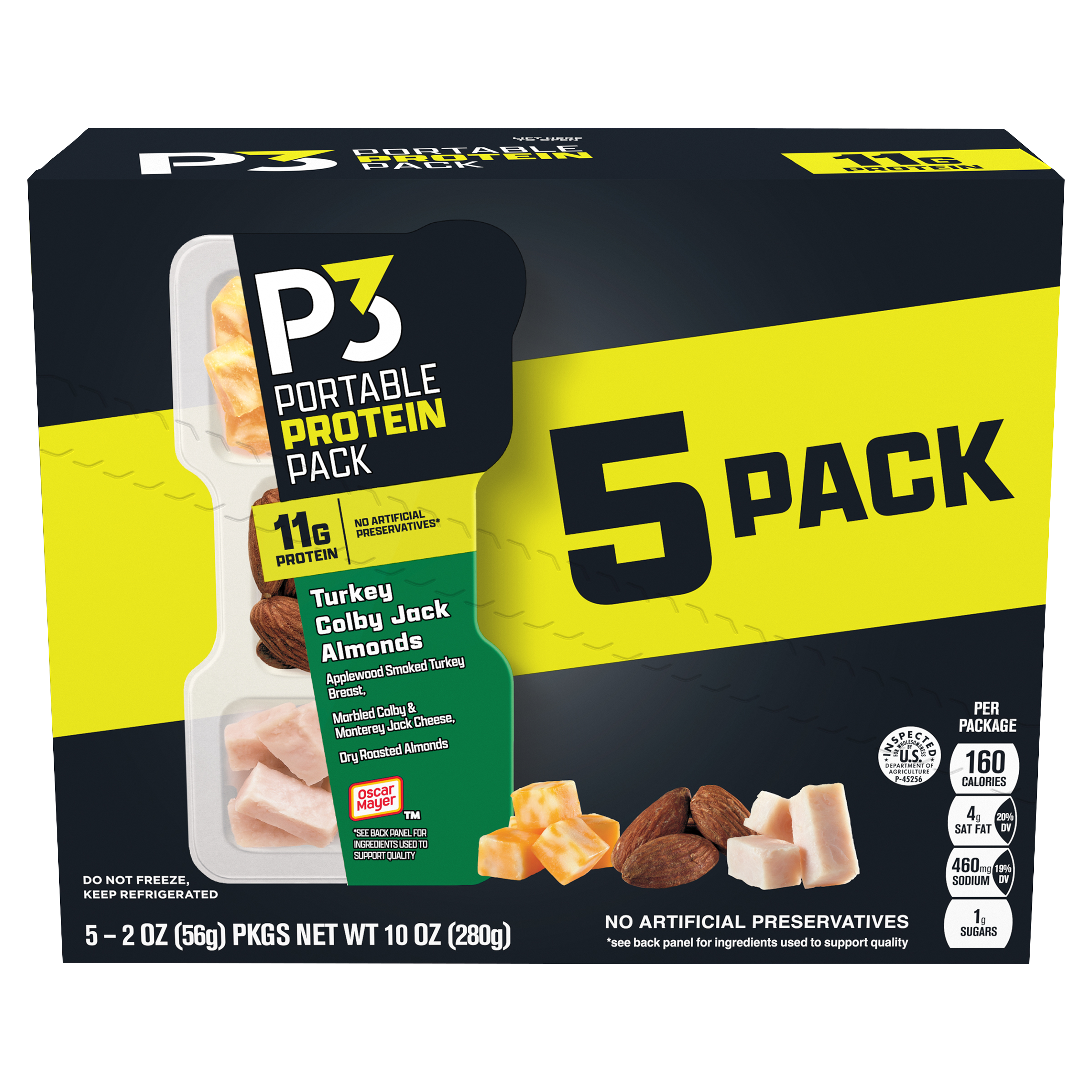 Portable Protein Snack Pack with Turkey, Almonds & Colby Jack