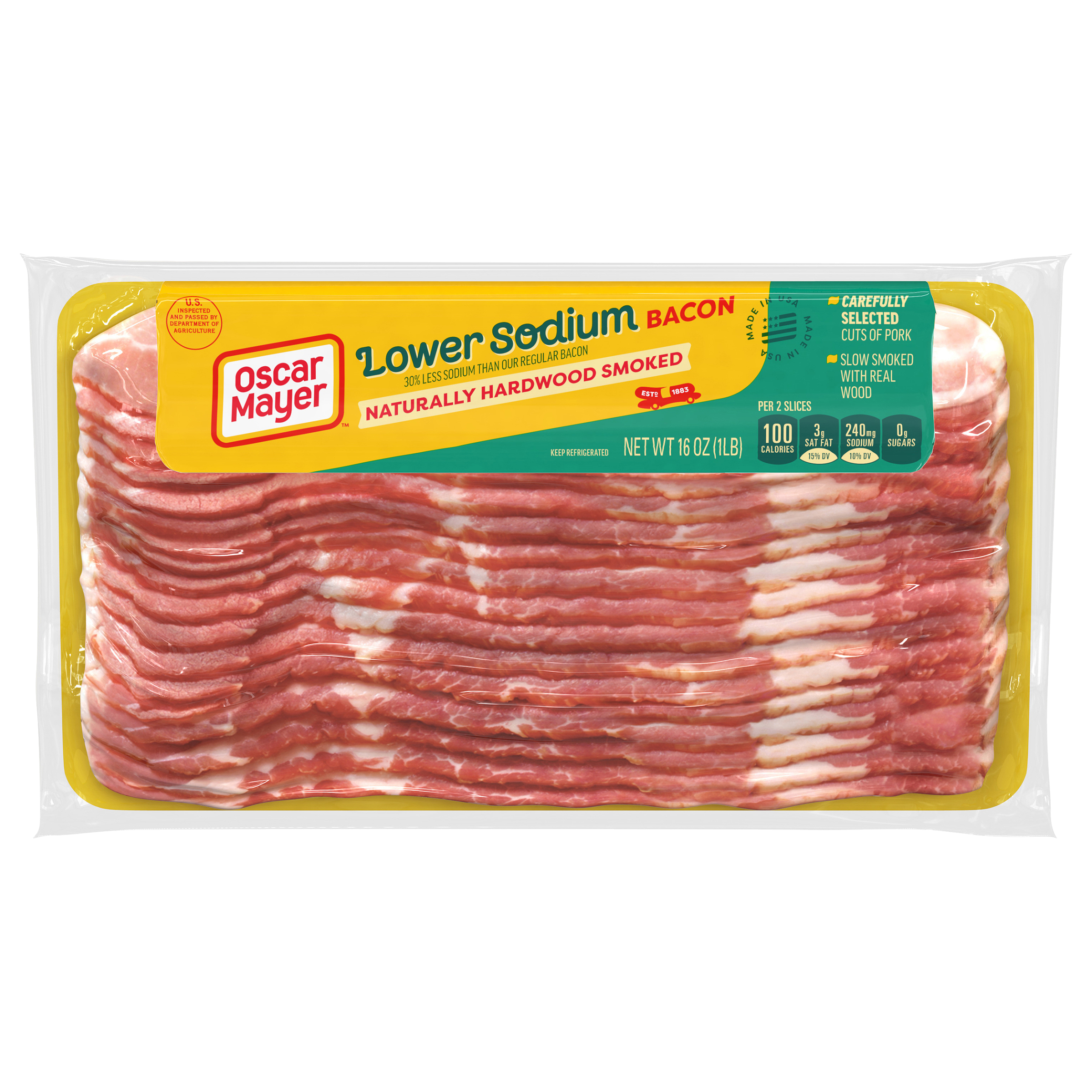 Naturally Hardwood Smoked Bacon with 30% Lower Sodium | Oscar Mayer