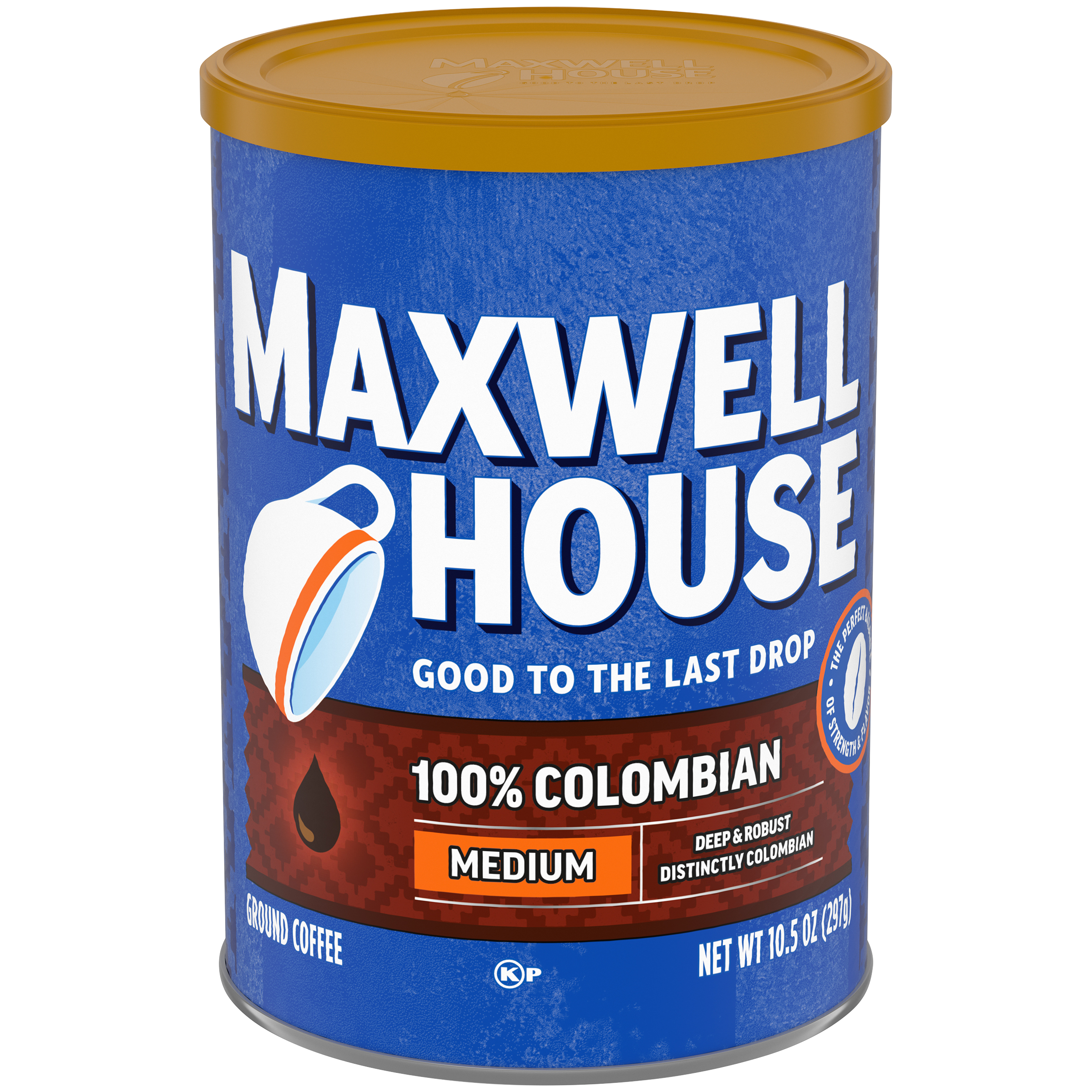 Maxwell House 100% Colombian medium roast ground coffee canister from the live Kraft Heinz product page