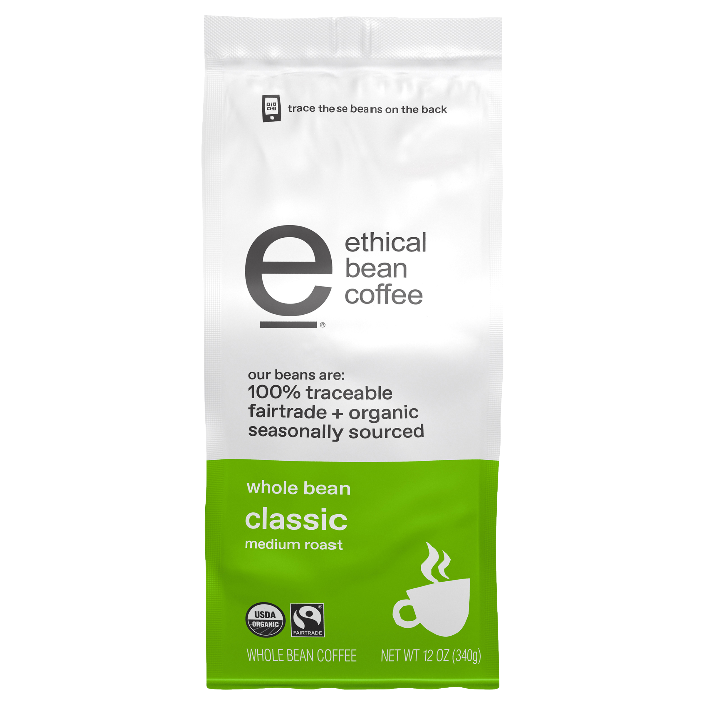 Classic Medium Roast Fairtrade Organic Whole Bean Coffee | ETHICAL
