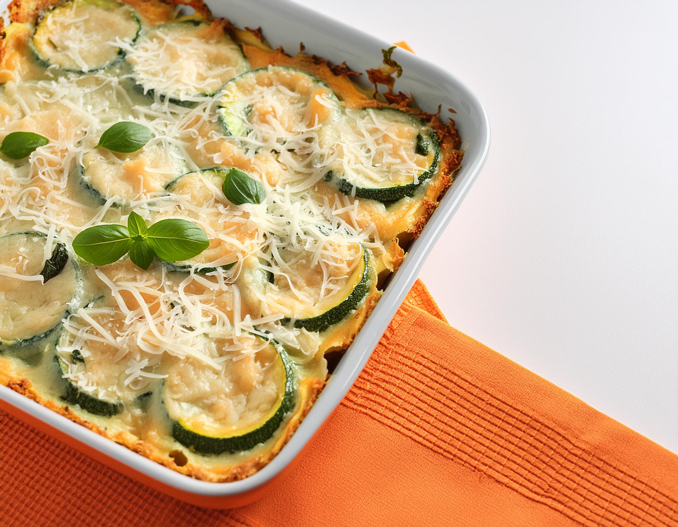 Ovenschotel spinazie-courgette in roomsaus