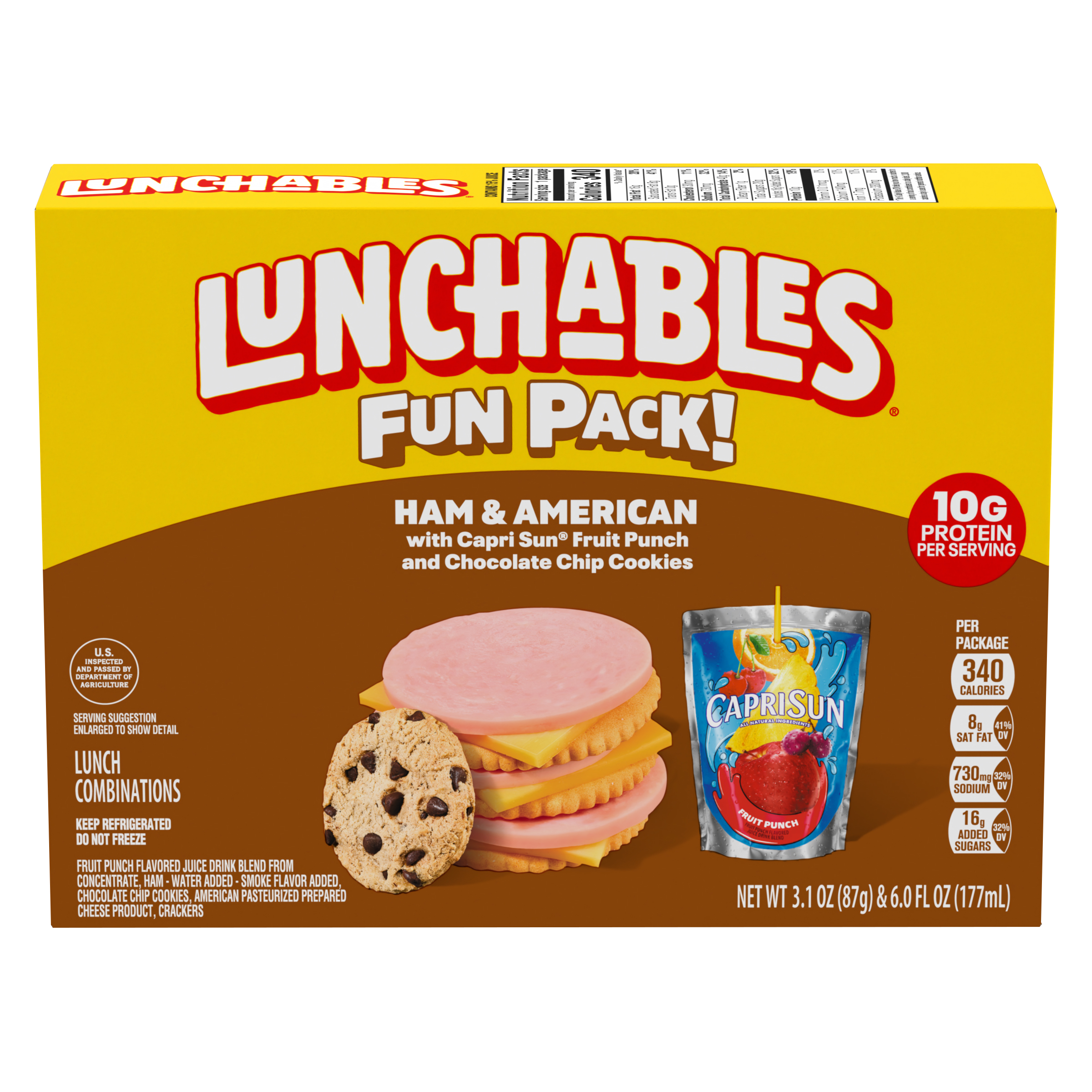 Ham & American with Capri Sun Fruit Punch and Chocolate Chip Cookies ...